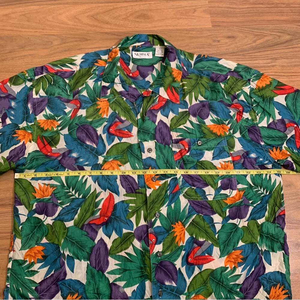 Vintage Summa Silk Floral Print Hawaiian Shirt Mens S… Gem